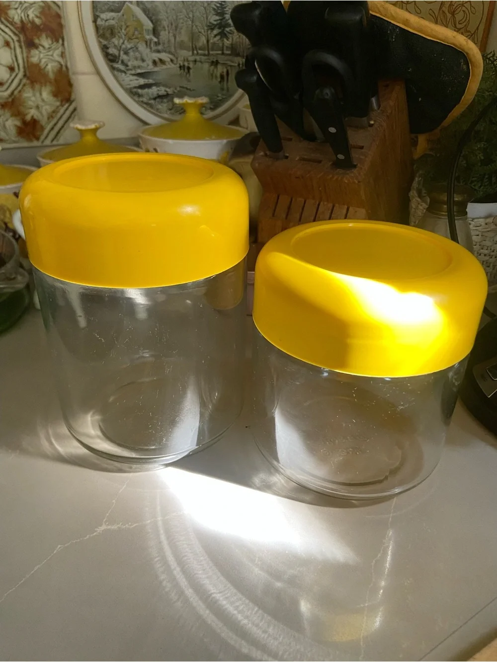 2 Vintage Heller Design Glass Canisters